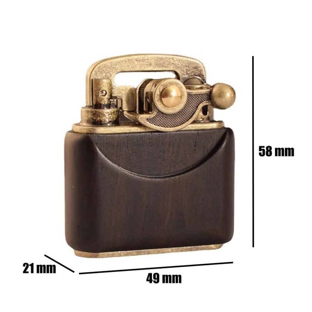 Sm-090T Vintage Benzinli Ahşap Çakmak Siyah