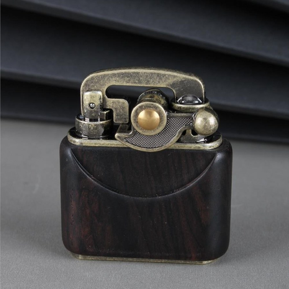 Sm-090T Vintage Benzinli Ahşap Çakmak Siyah