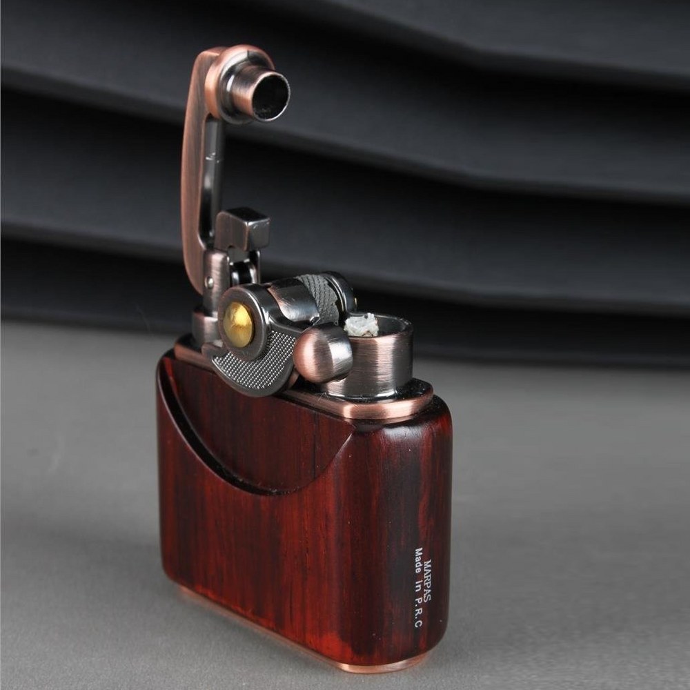 Sm-090T Vintage Benzinli Ahşap Çakmak Kestane