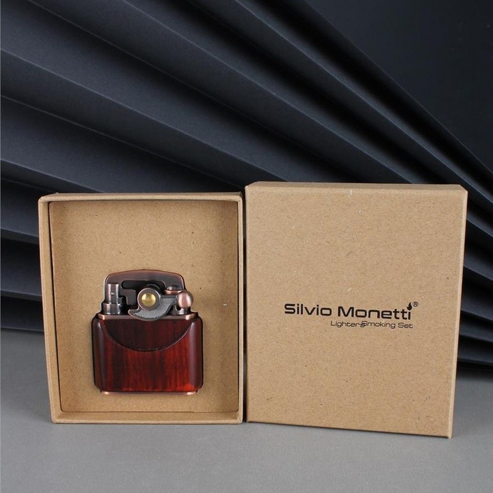 Sm-090T Vintage Benzinli Ahşap Çakmak Kestane