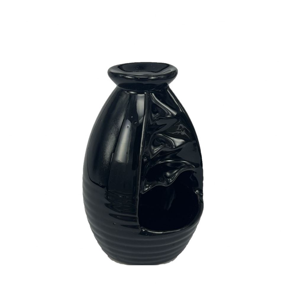 Porselen Geri Akış Tütsü Brülörü +5 Aromatik Tütsü CA4 Siyah