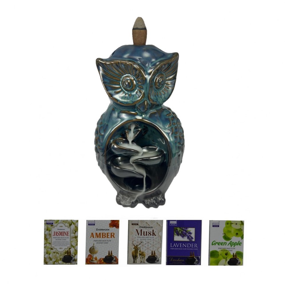Porselen Geri Akış Tütsü Brülörü +5 Aromatik Tütsü CA6 Yeşil
