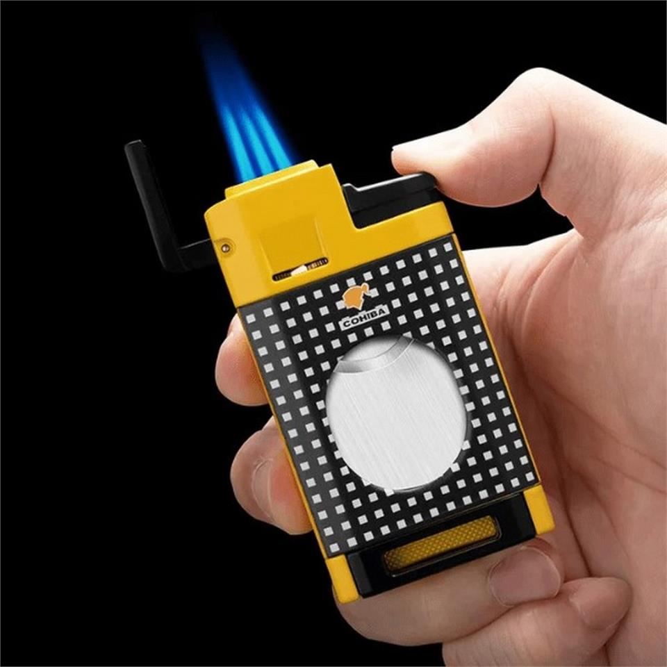 CM0650 3 Jet Torch Kesicili Puro Çakmağı Sarı