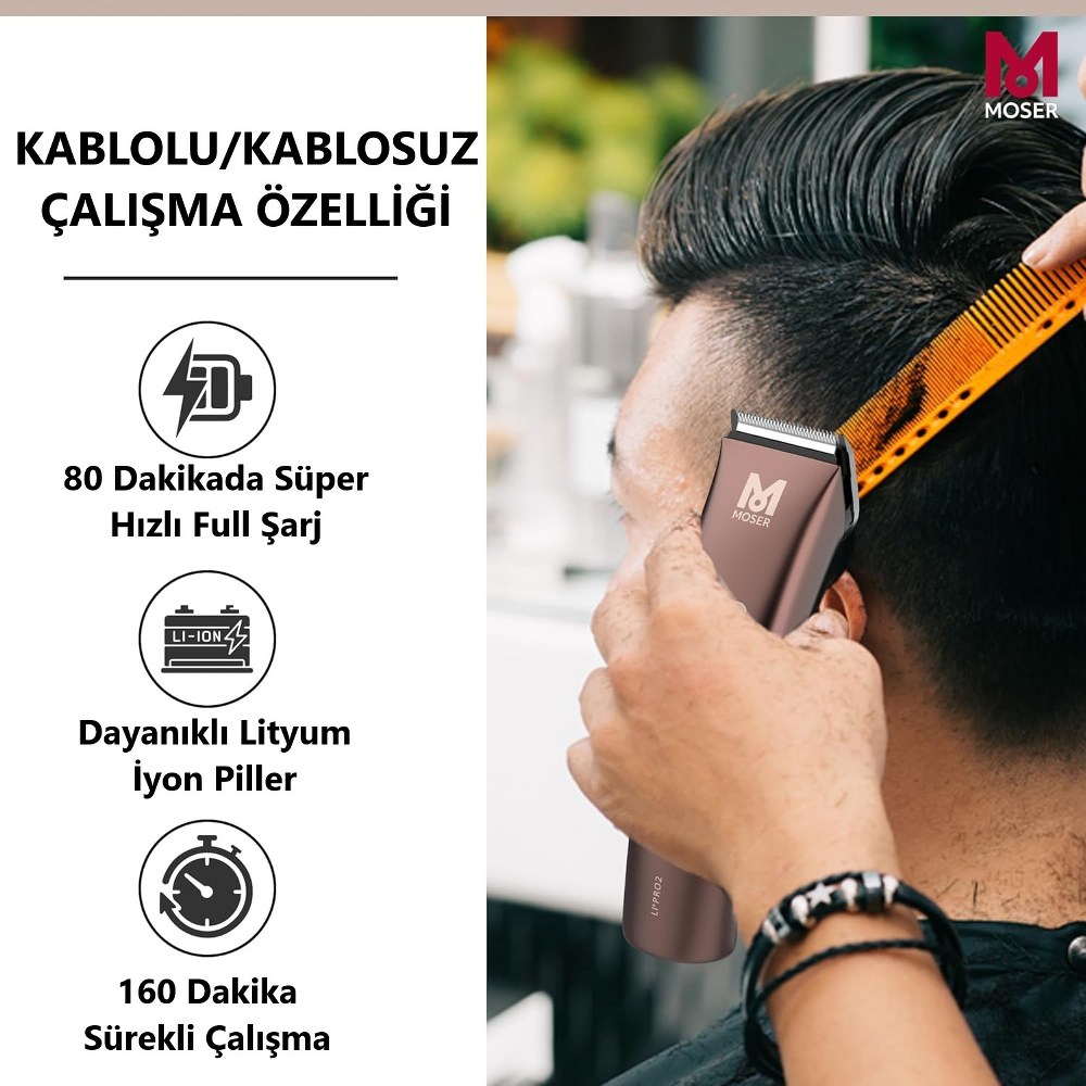 Moser 1888 Li+Pro2 1888-0050 Şarjlı Profesyonel Saç Kesme Makinesi
