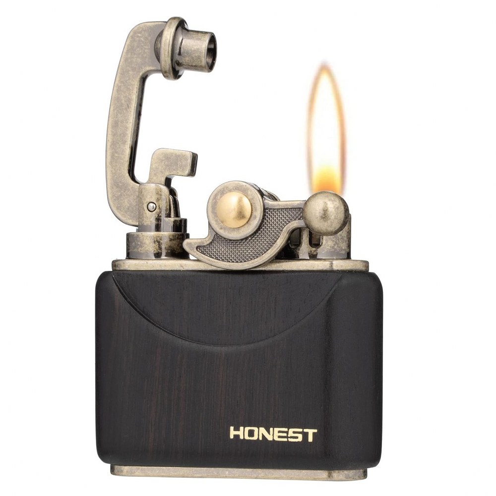 Honest Vintage Benzinli Ahşap Çakmak Siyah