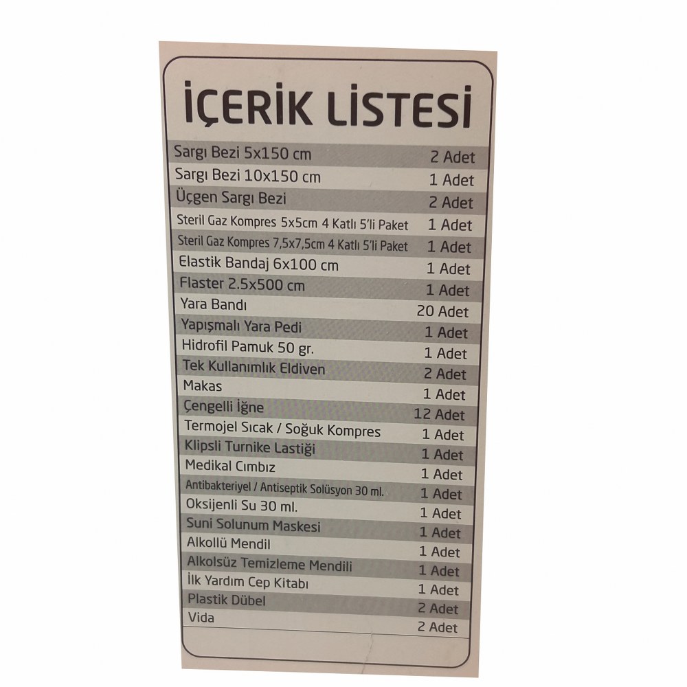 Duvar Tipi İlk Yardım Çantası - İş Yeri Ofis ve Okul Uyumlu Full Set