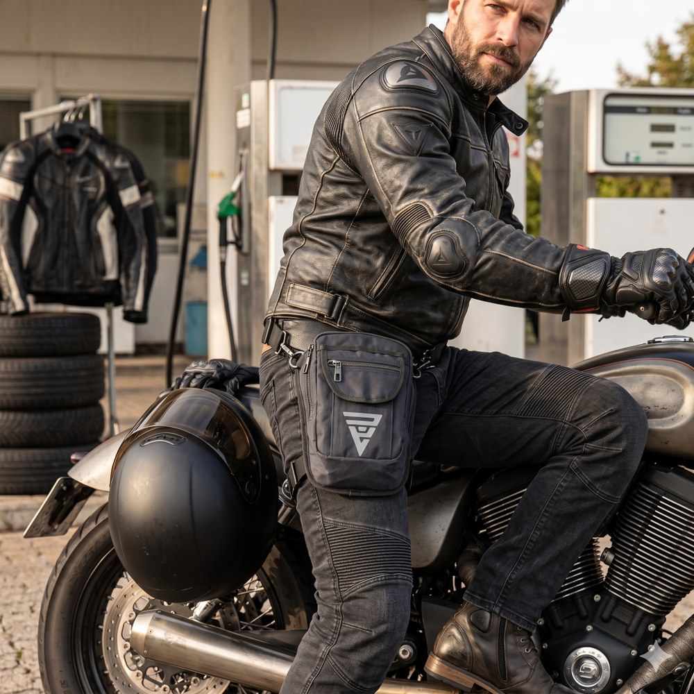 Su İtici Krinkıl Kumaşlı Motosiklet Bacak Çantası - Reflektörlü