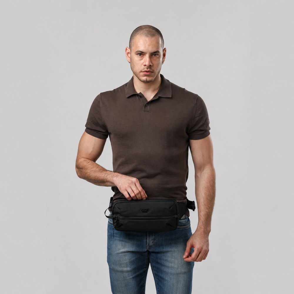 ÇÇS 31417 XL Çok Bölmeli Fonksiyonel Bel ve Omuz Çantası Siyah